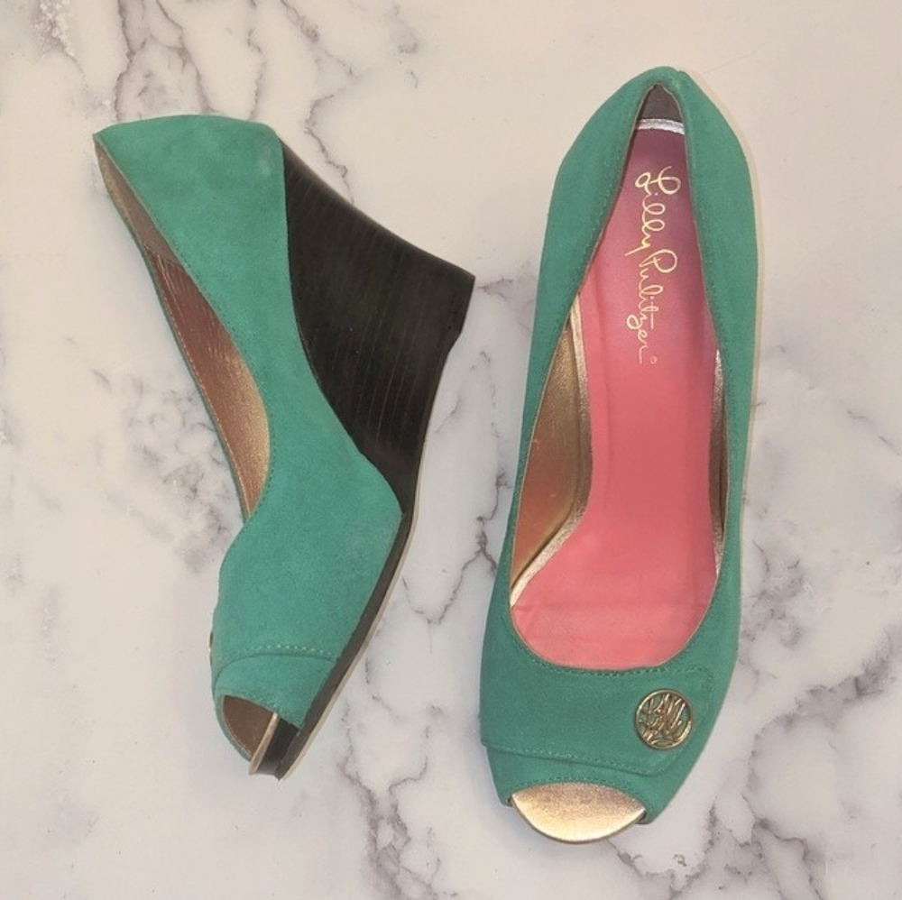 Lilly Pulitzer Jeweled Teal Resort Sandal Wedge